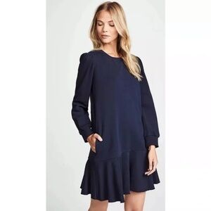 La Vie Rebecca Taylor Women’s Fleece Dress Long Sleeve Navy Blue